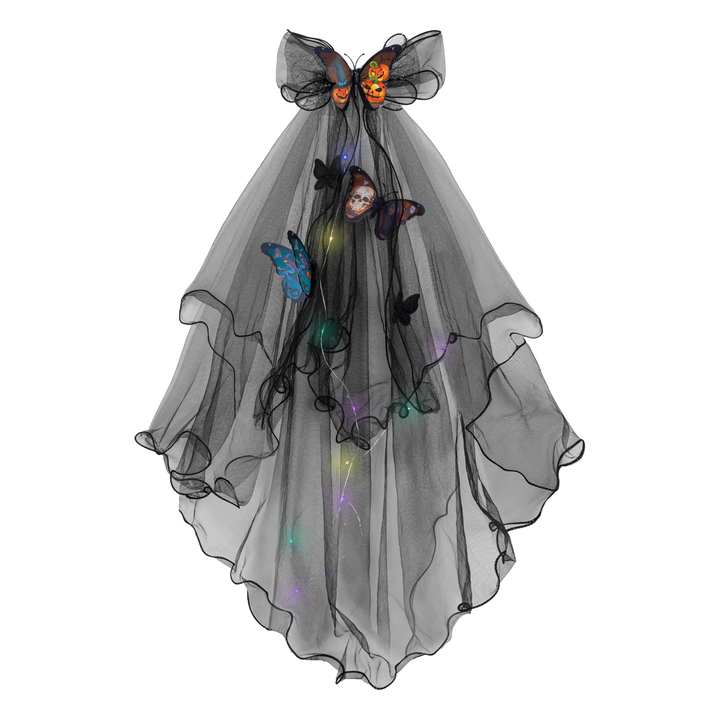 Halloween czarny welon LED mroczny motyl