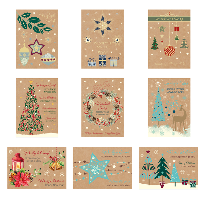 Kartki świąteczne eko 9 wzorów