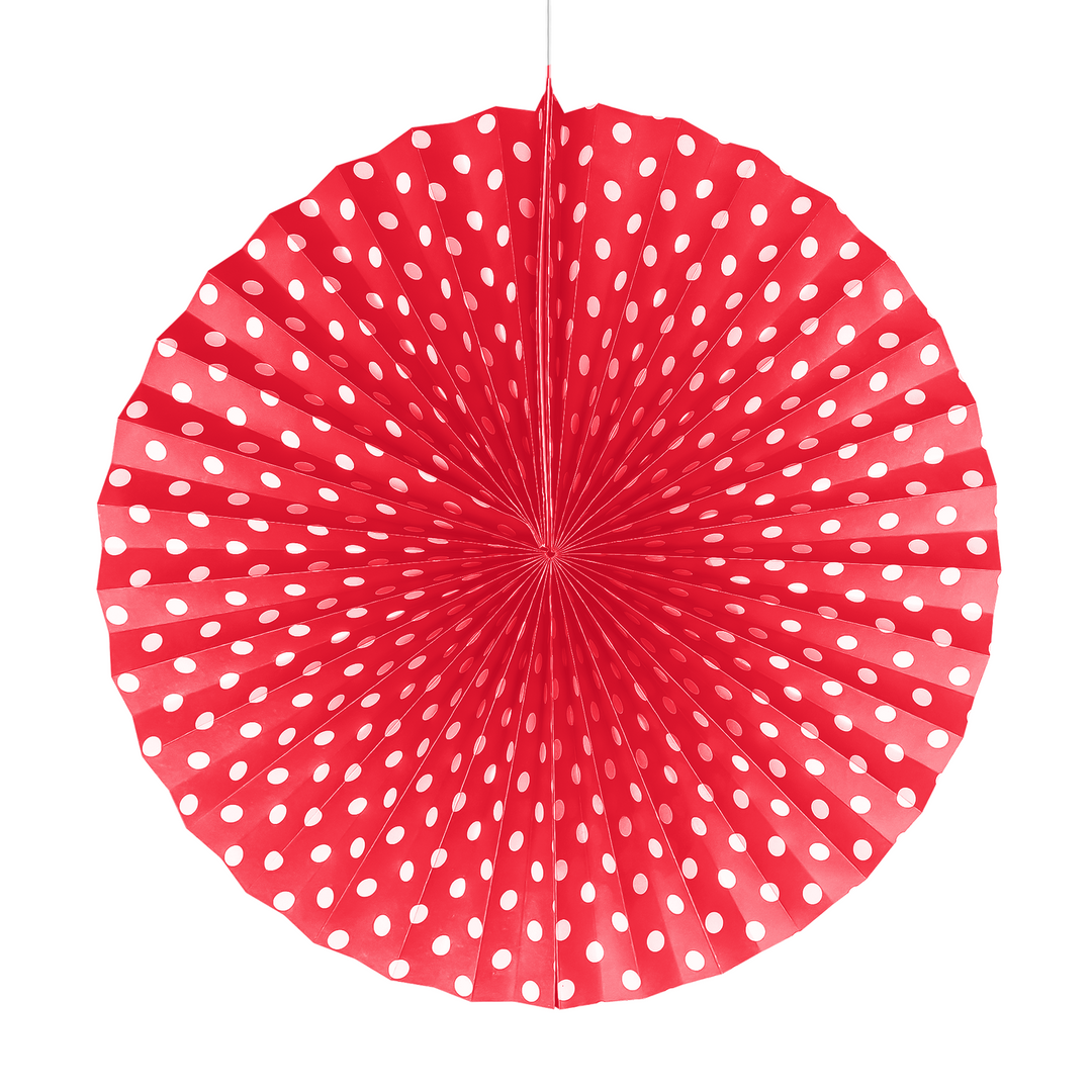 Rozeta papierowa w kropki czerwona 30cm - OUTLET