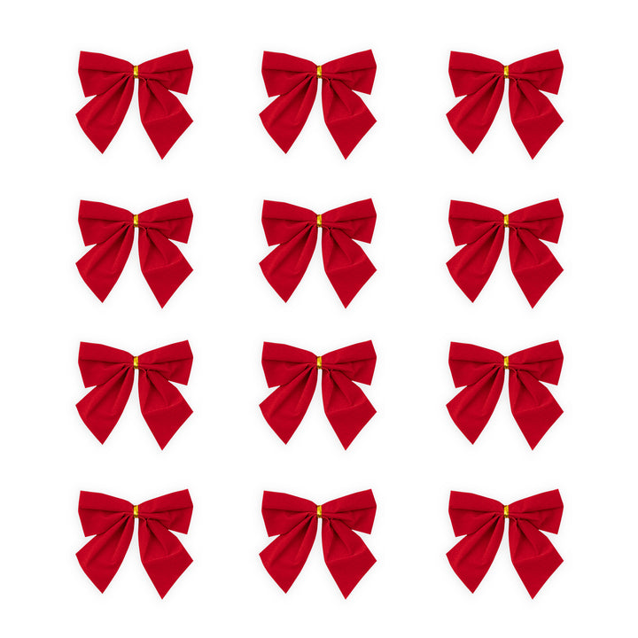 Kokardy świąteczne czerwone 5x5,5cm 12szt.