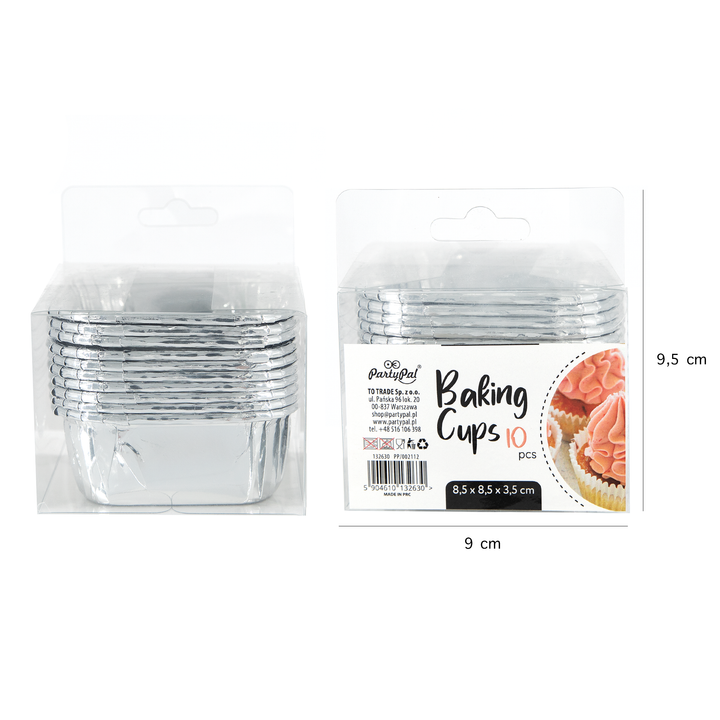 Foremki do pieczenia kwadratowe srebrne 10szt.