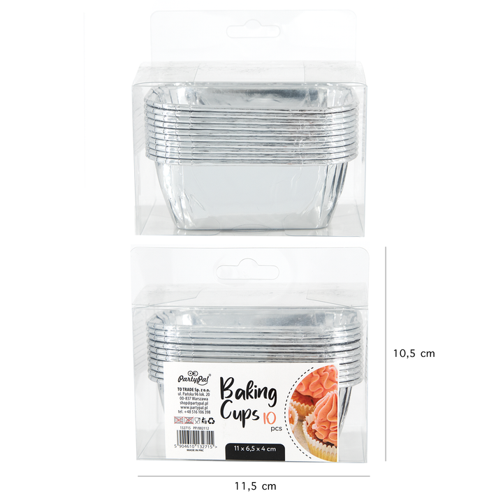 Foremki do pieczenia prostokątne srebrne 10szt.