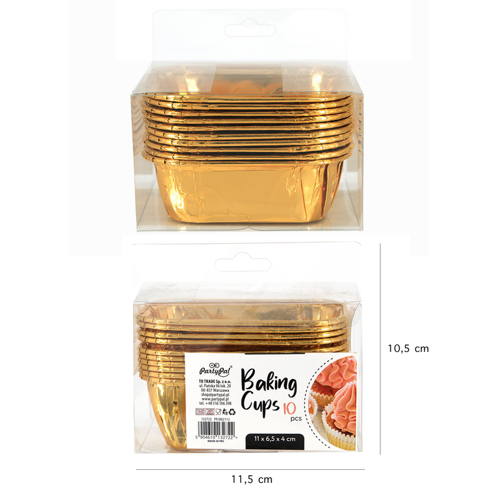 Foremki do pieczenia prostokątne złote 10szt.