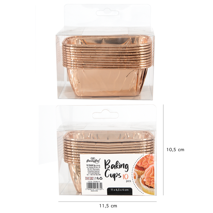 Foremki do pieczenia prostokątne rose gold 10szt.