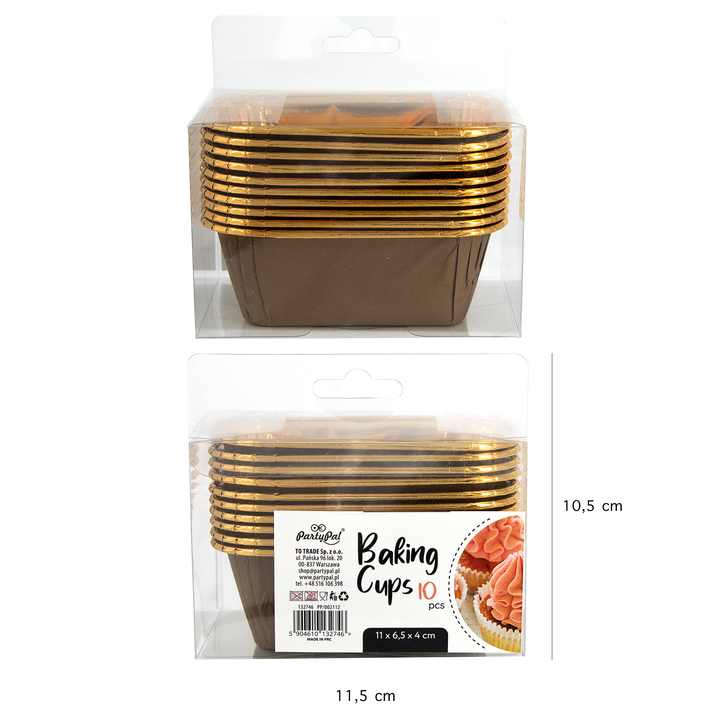 Foremki do pieczenia prostokątne brązowo-złote 10szt.