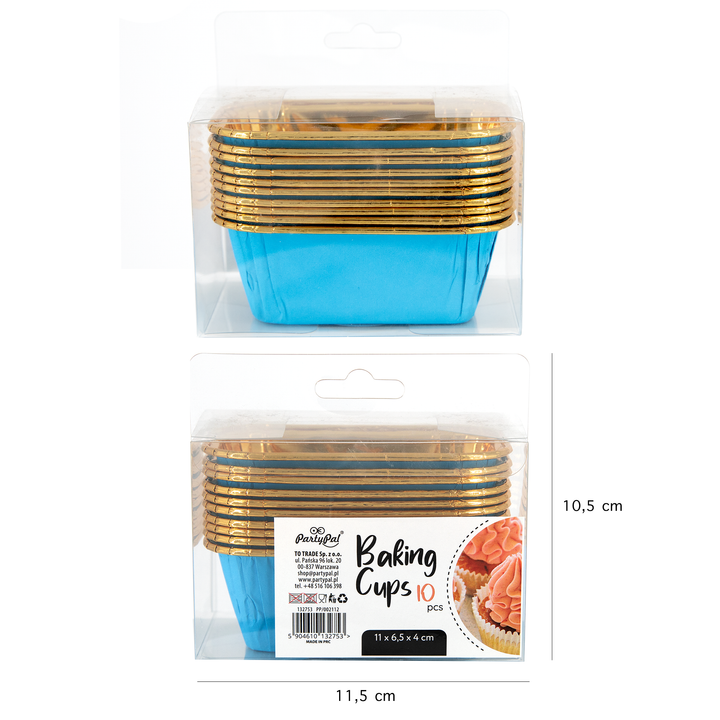 Foremki do pieczenia prostokątne niebiesko-złote 10szt.