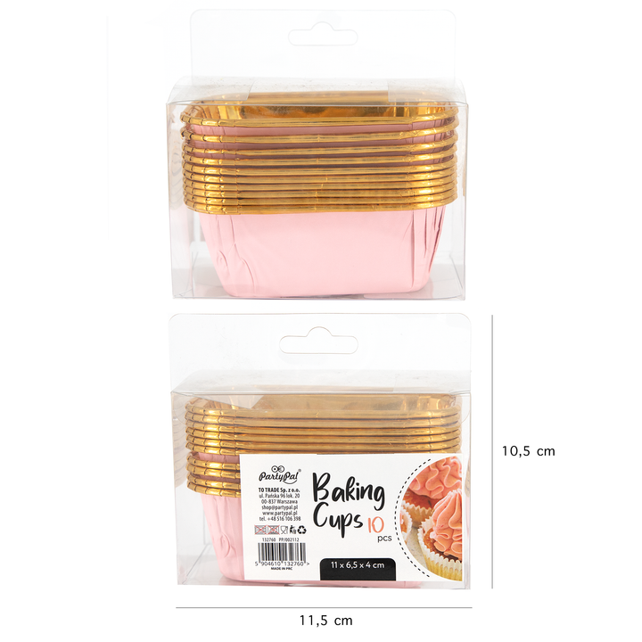 Foremki do pieczenia prostokątne różowo-złote 10szt.