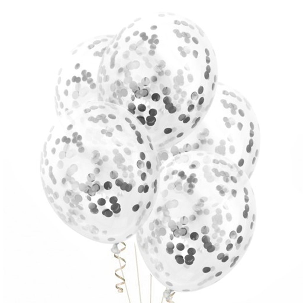 Balony z konfetti srebrnym 12cali 4szt.