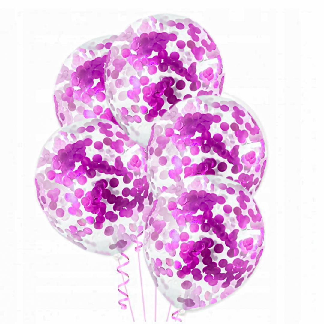 Balony z konfetti fuksja 12cali 100szt