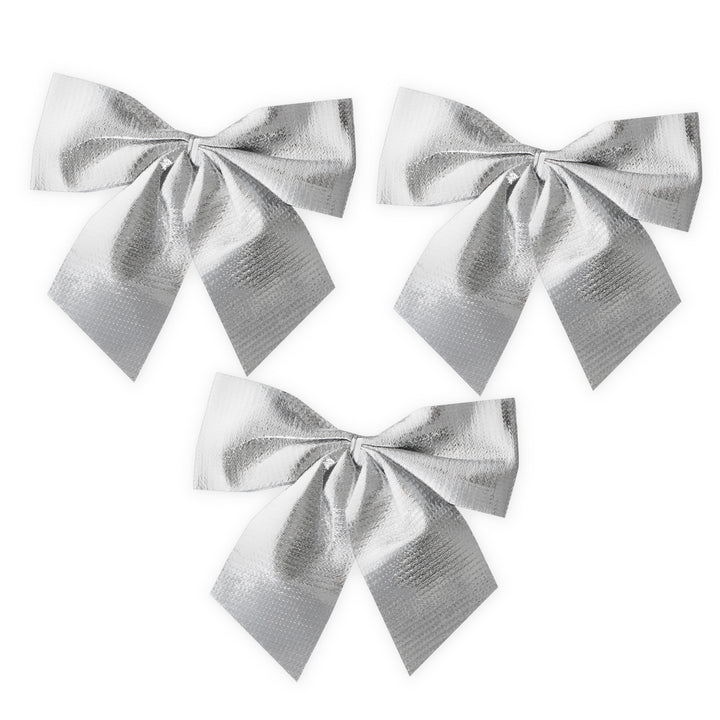 Kokardy świąteczne srebrne 12x10cm 3szt.