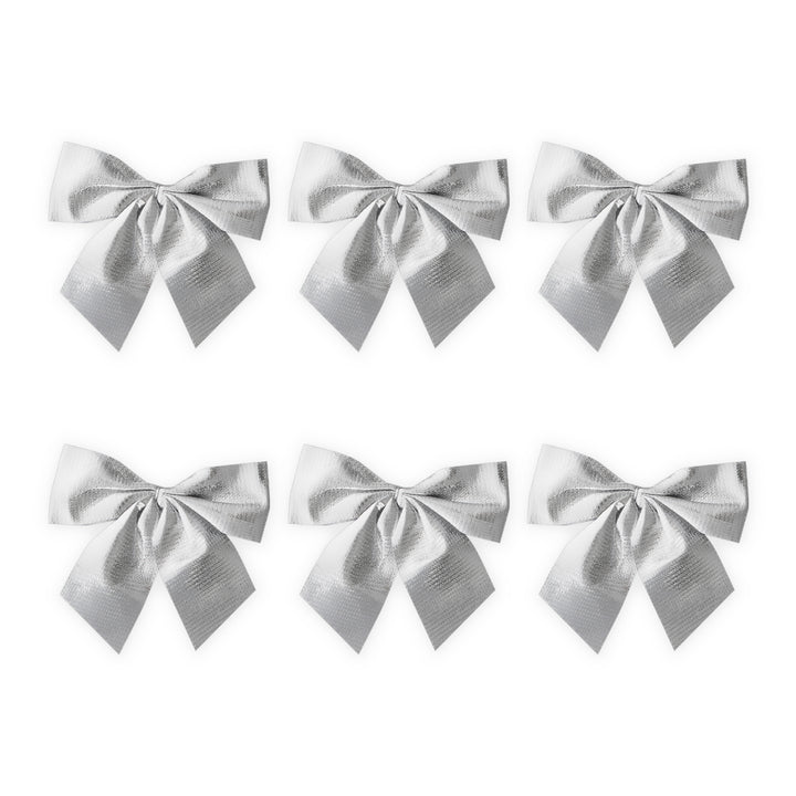 Kokardy świąteczne srebrne 8x8cm 6szt.