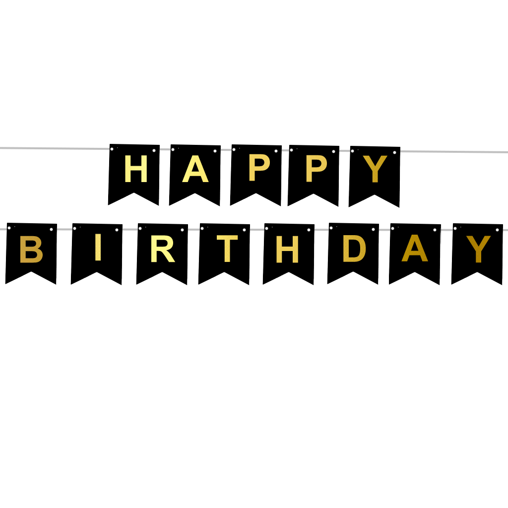 Baner urodzinowy happy birthday czarny