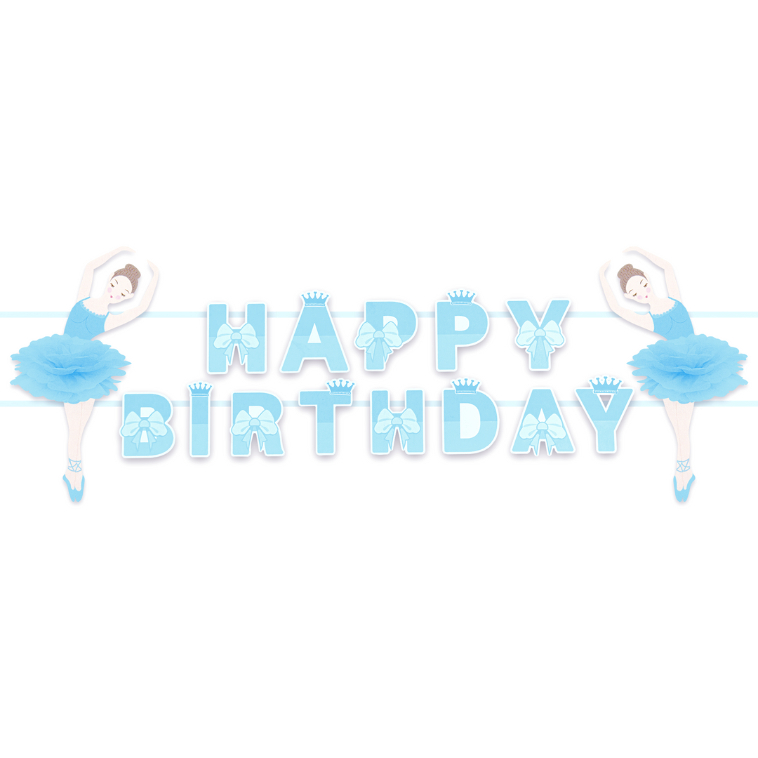 Baner Happy Birthday Baletnica niebieska 300 cm