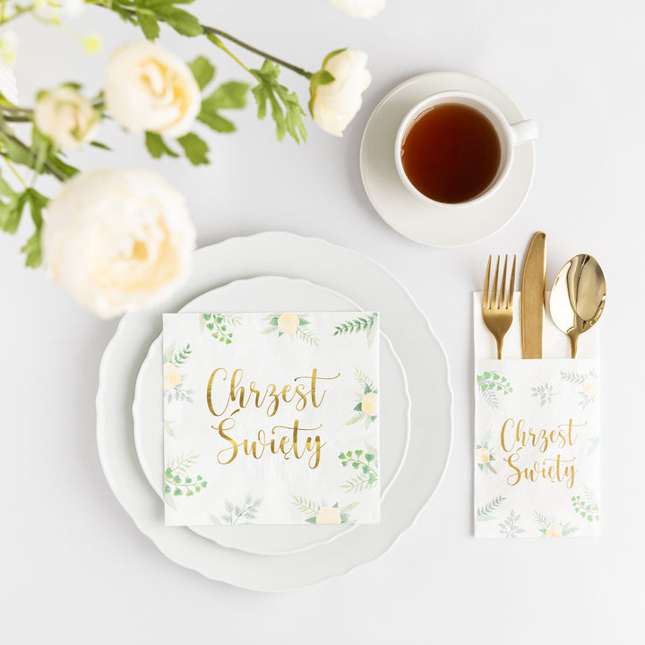 Kieszonki na sztućce Chrzest Święty 16szt.