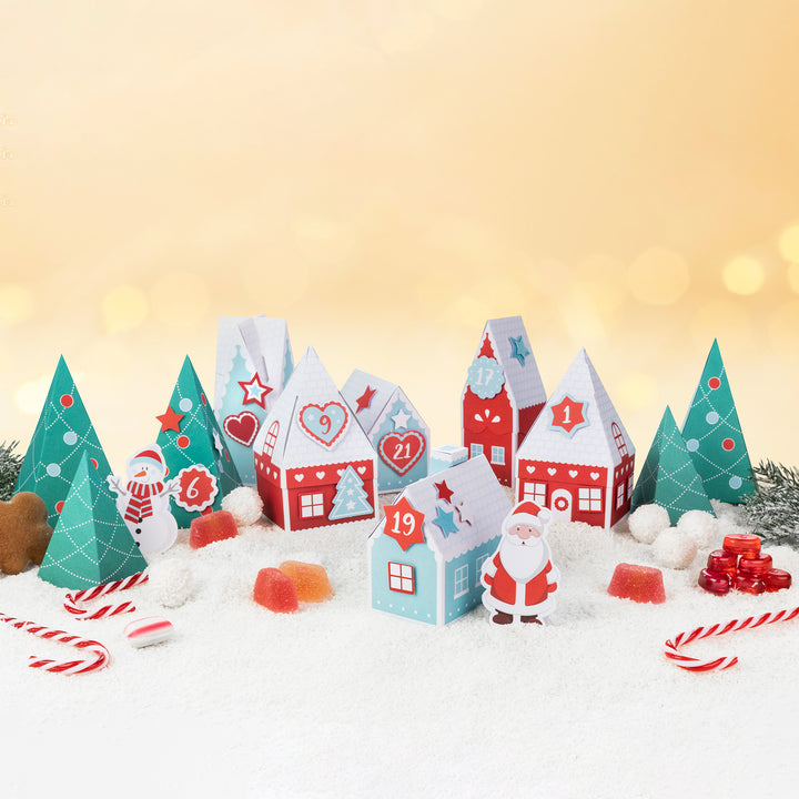 Kalendarz adwentowy Domki Boże Narodzenie DIY 24szt.