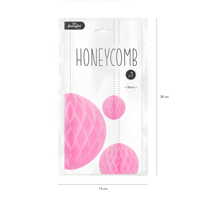 Honeycomb bibułowy, różowy, 30 cm
