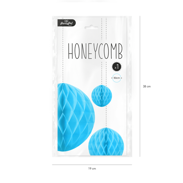 Honeycomb bibułowy, niebieski, 30 cm