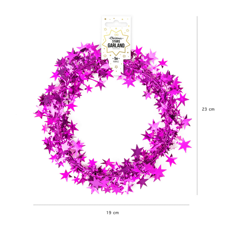 Girlanda z gwiazdek fioletowa 5m