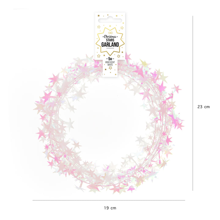 Girlanda z gwiazdek opalizująca biel 5m