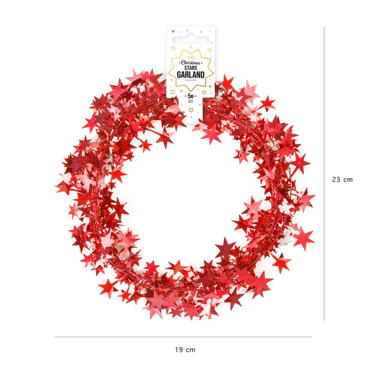 Girlanda z gwiazdek czerwona 5m