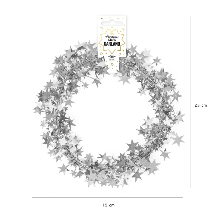 Girlanda z gwiazdek srebrna 5m