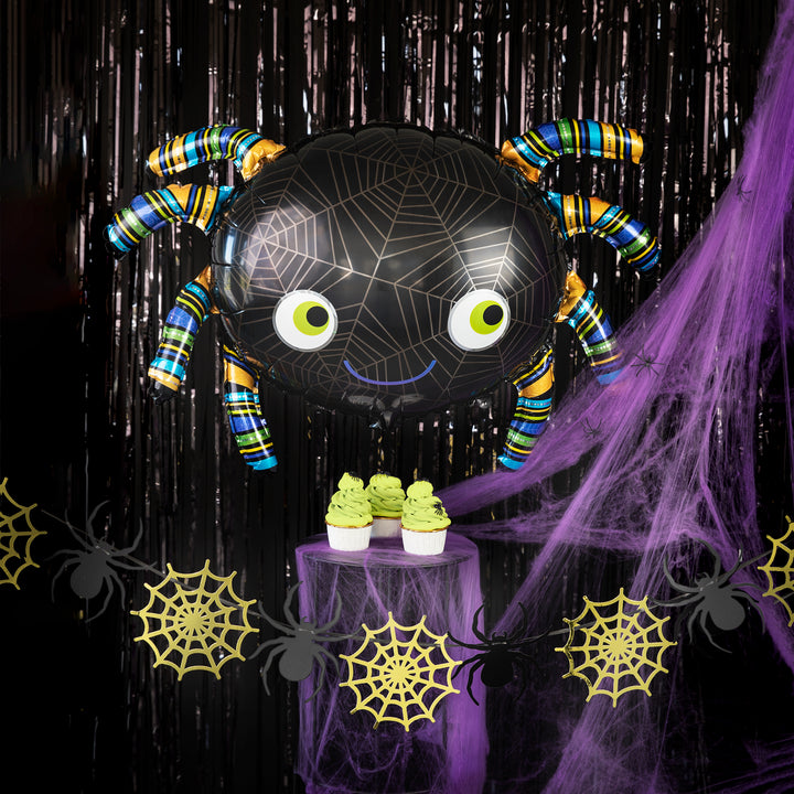 Girlanda Halloween Pająki i pajęczyny złoto-czarna aranżacja