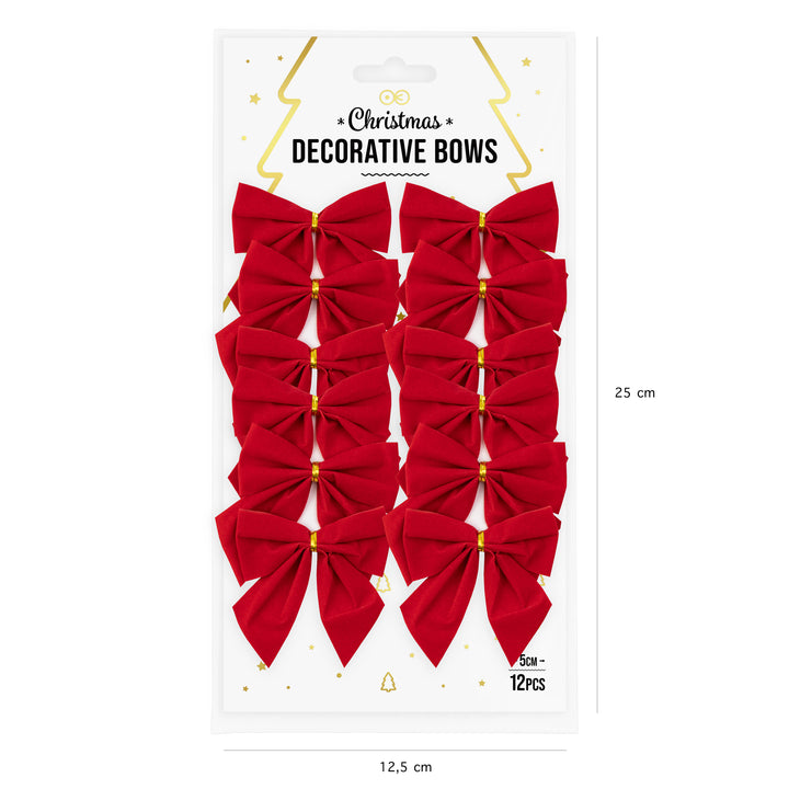 Kokardy świąteczne czerwone 5x5,5cm 12szt.