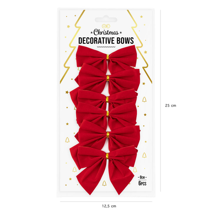 Kokardy świąteczne czerwone 8x8cm 6szt.