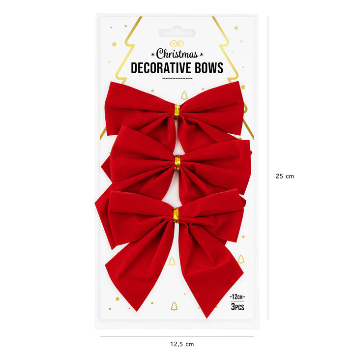 Kokardy świąteczne czerwone 12x10cm 3szt.