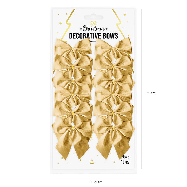 Kokardy świąteczne złote 5x5,5cm 12szt.