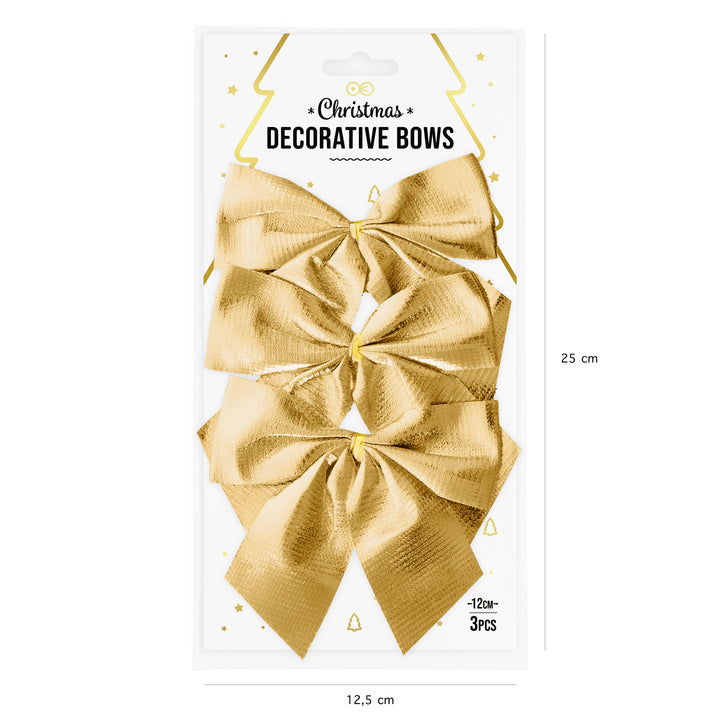 Kokardy świąteczne złote 12x10cm 3szt.