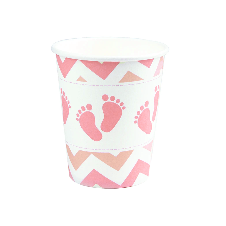 Kubek Baby Shower Stópki różowy 220ml 6szt.