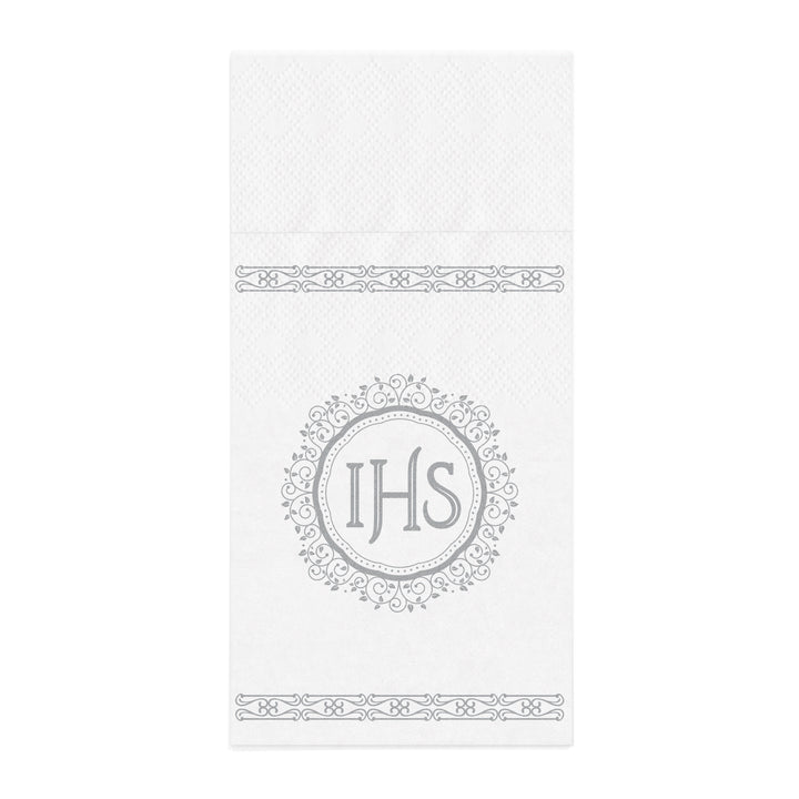 Kieszonki na sztućce IHS biało-srebrne