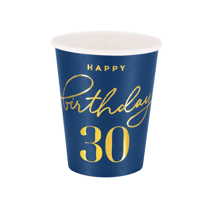 Kubek Happy Birthday 30 granatowy 220ml 6szt.