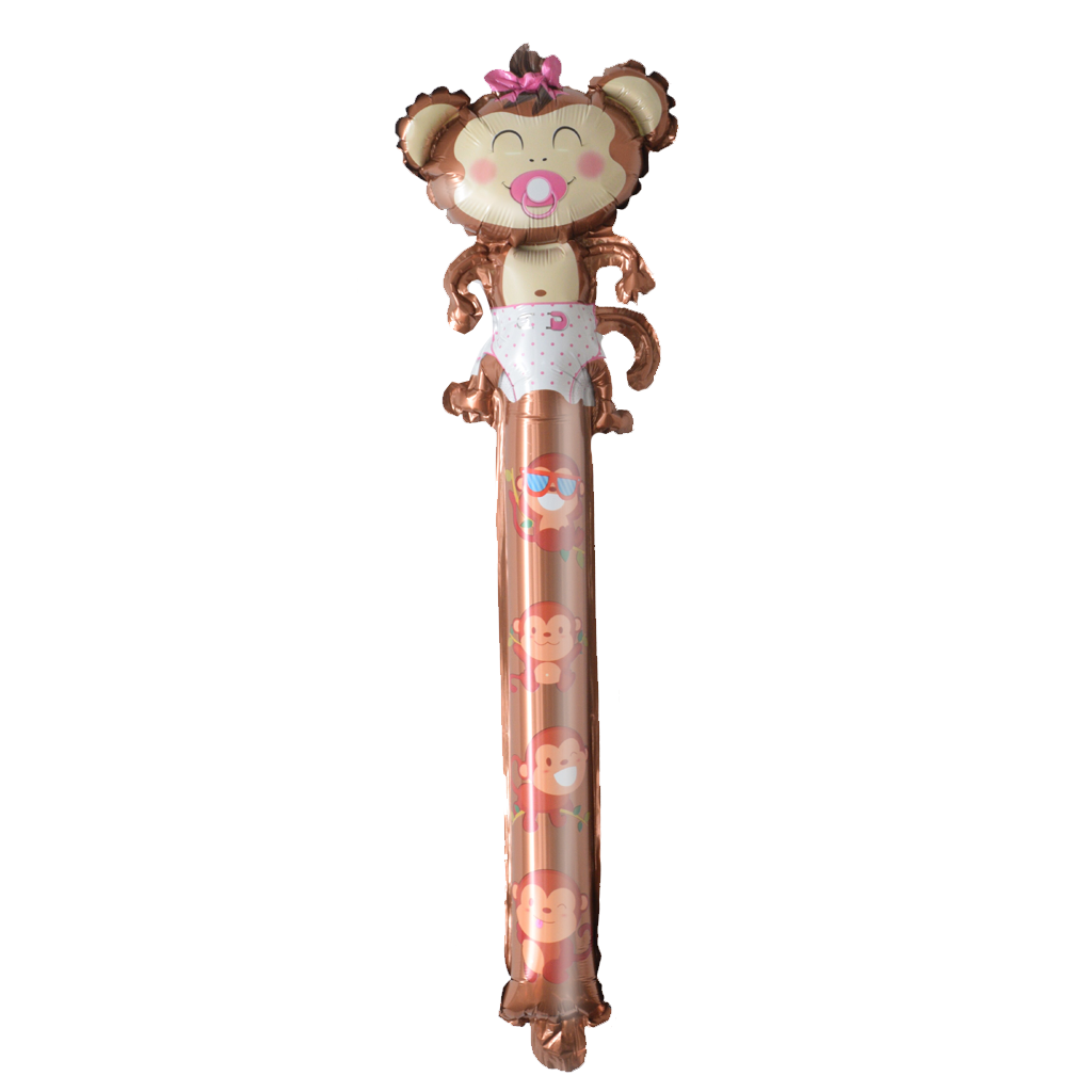 Balon foliowy Małpka różowy smoczek 26x78cm - OUTLET
