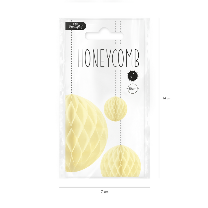 Honeycomb bibułowy, kremowy, 10 cm