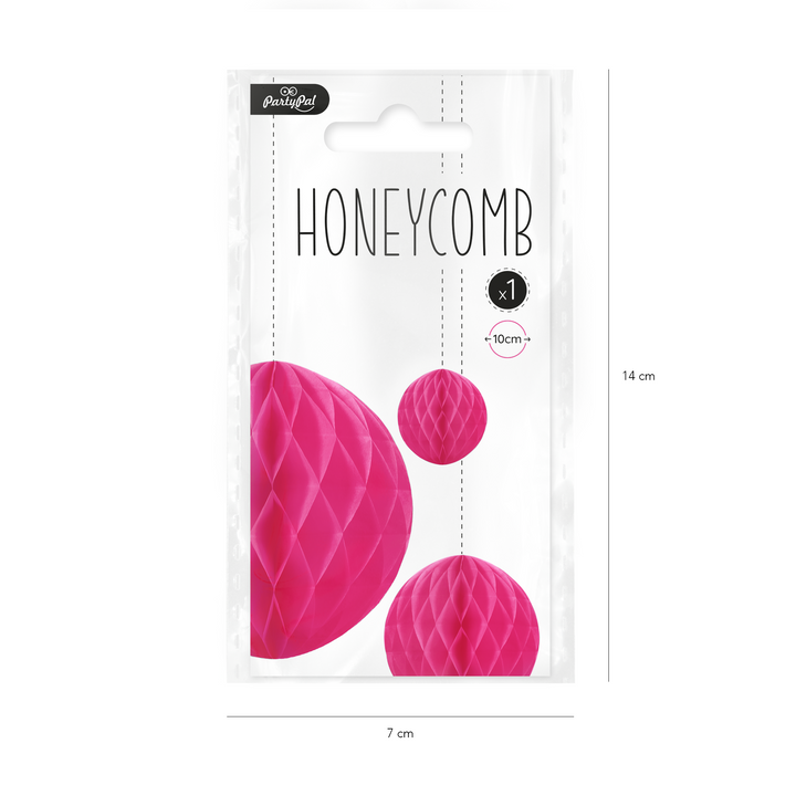 Honeycomb bibułowy, ciemny różowy, 10 cm