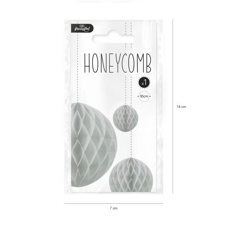 Honeycomb bibułowy, szary srebrny, 10 cm