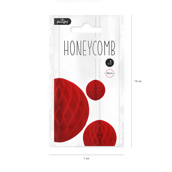 Honeycomb bibułowy, czerwony, 10 cm