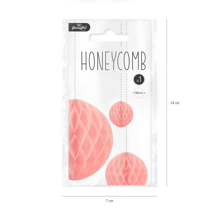 Honeycomb bibułowy, jasny różowy, 10 cm