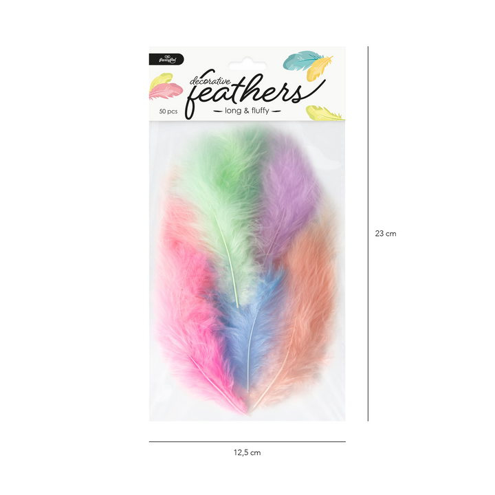 Konfetti piórka długie 50 szt. - kolor mix