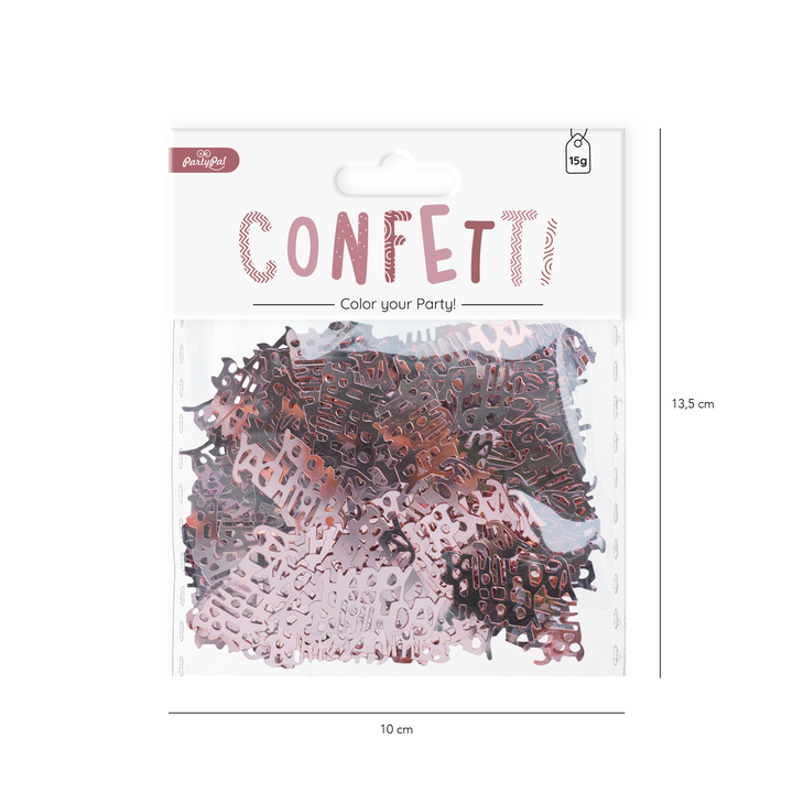 Konfetti 15 g - rose gold napis Happy Birthday