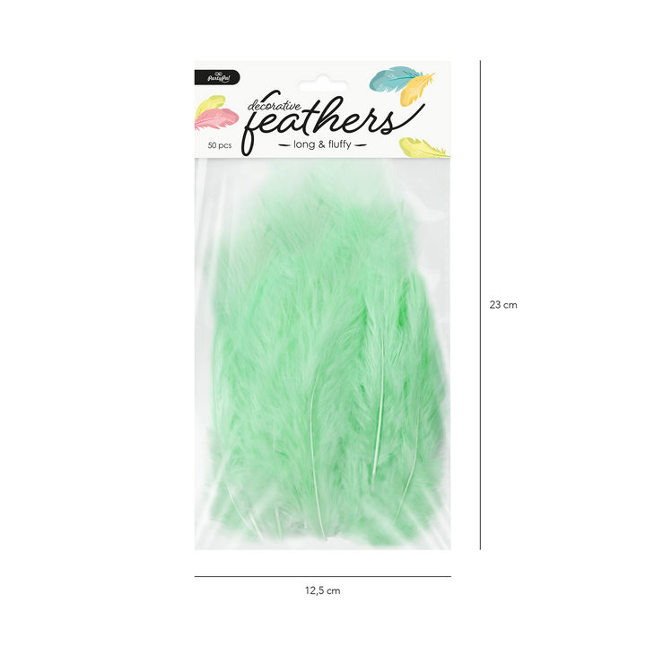 Konfetti piórka długie 50 szt. - zielone