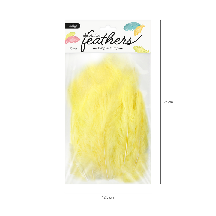 Konfetti piórka długie 50 szt. - żółte