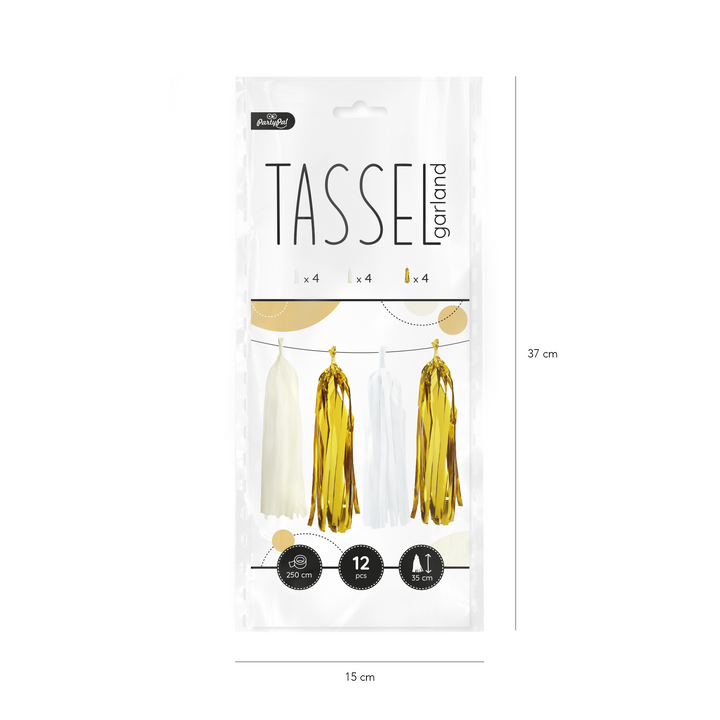 Girlanda frędzle, złoto-biała