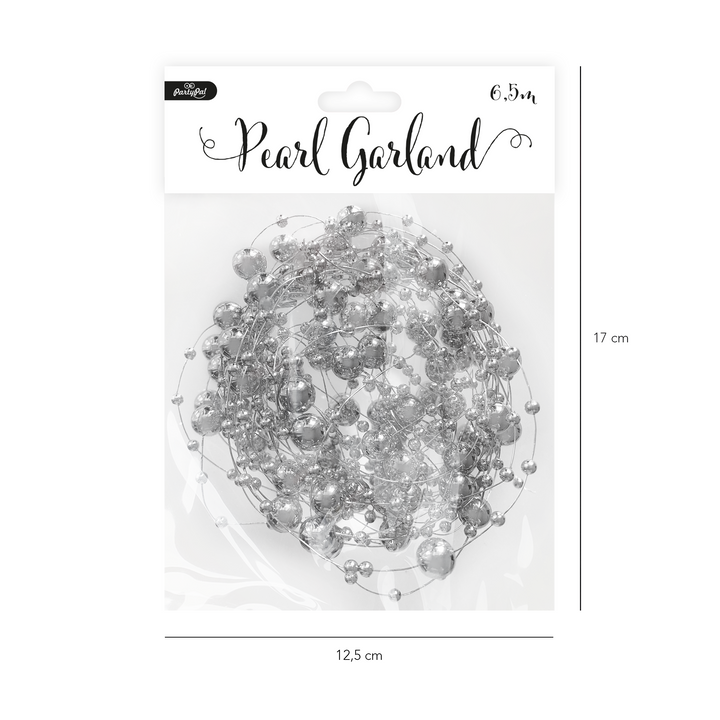 Girlanda perłowa 650 cm srebrna