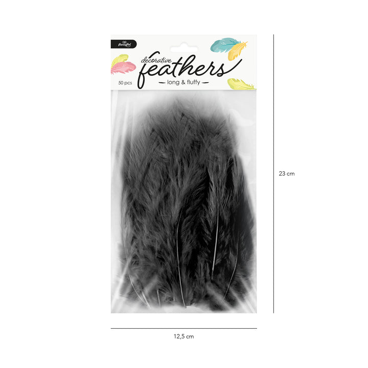Konfetti piórka długie 50 szt. - czarne