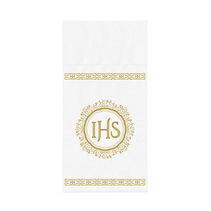 Kieszonki na sztućce IHS biało-złote 16szt.