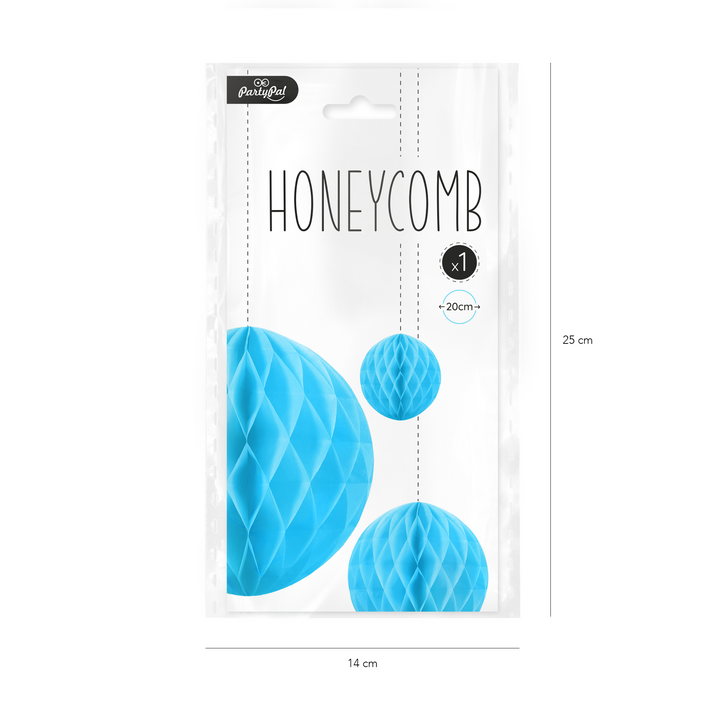 Honeycomb bibułowy, niebieski, 20 cm