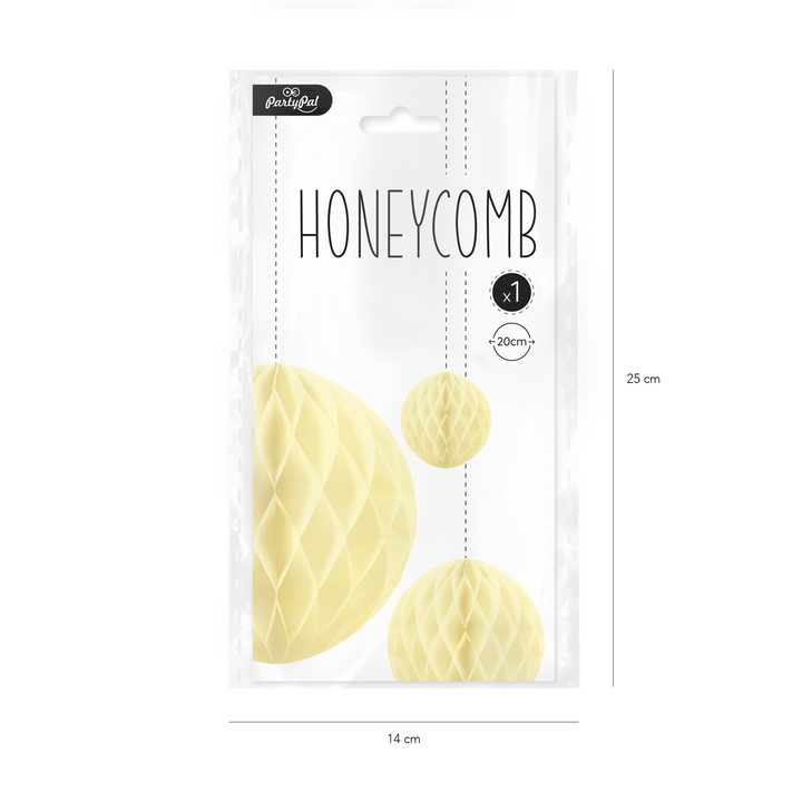 Honeycomb bibułowy, kremowy, 20 cm
